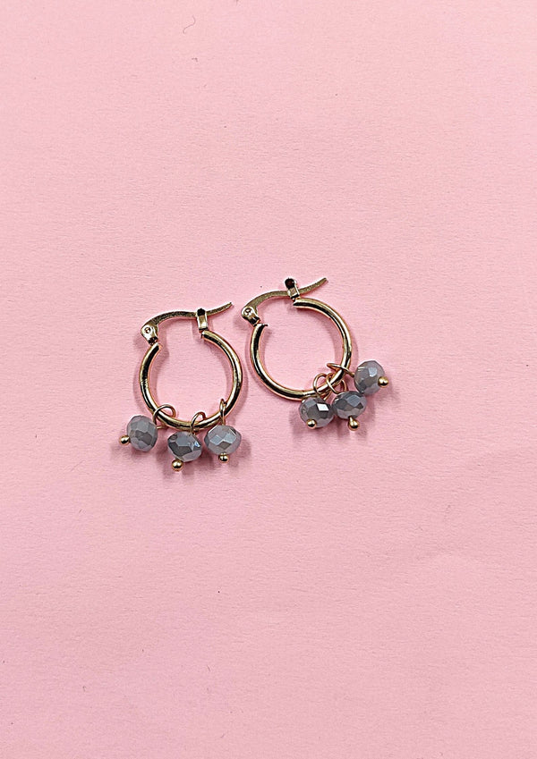 Crystal Earring (JE-9198)  Gold Grey